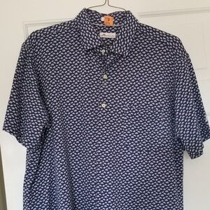 Tommy Bahama Blue and White Patterned Men's Shirt